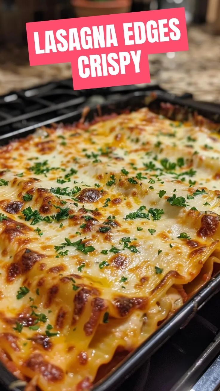 A freshly baked lasagna with bubbling cheese and rich tomato sauce