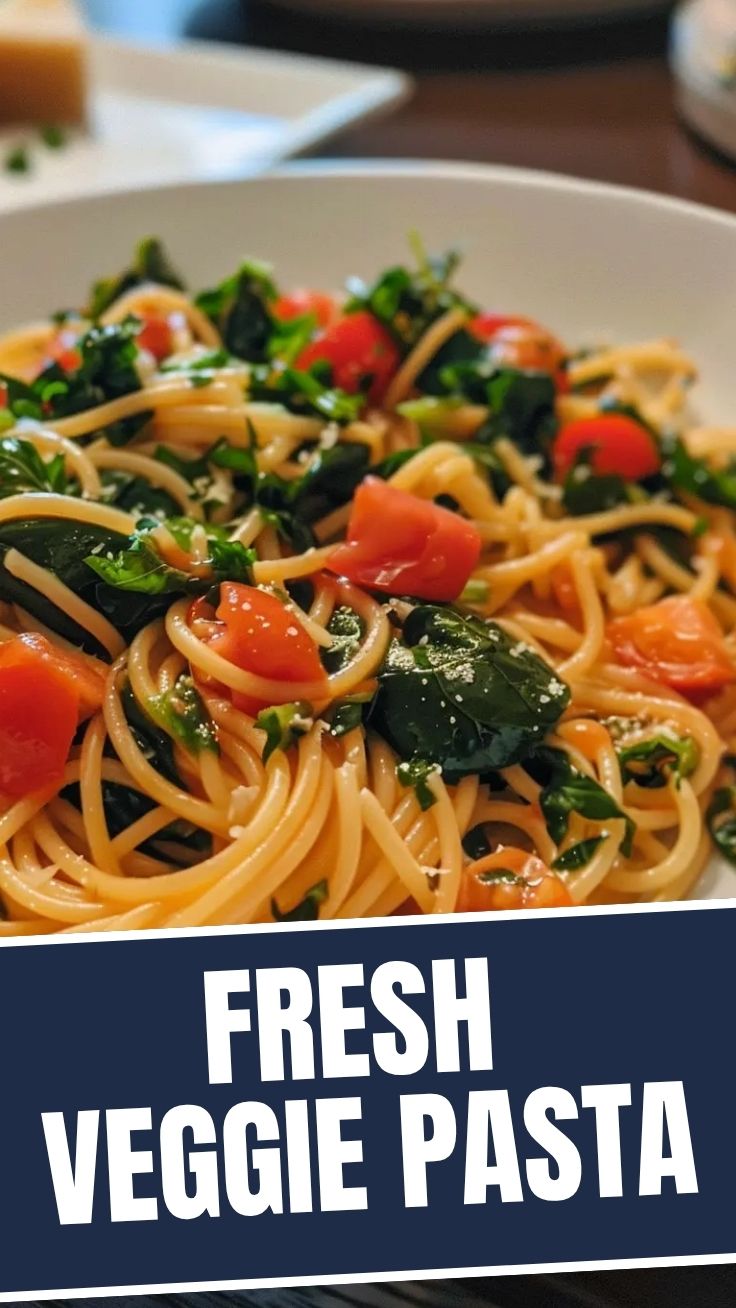 A colorful bowl of fresh Pasta Primavera with assorted vegetables
