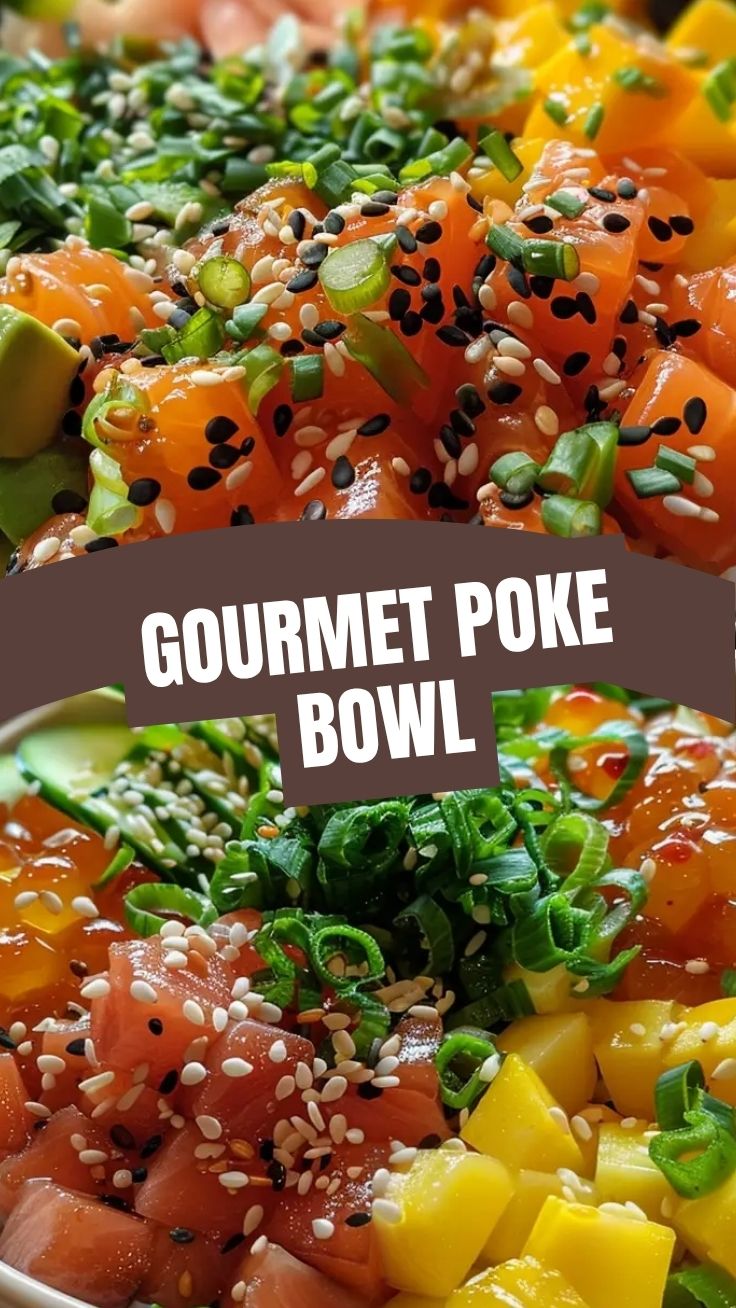 A vibrant poke bowl filled with fresh ingredients like salmon, avocado, and rice.