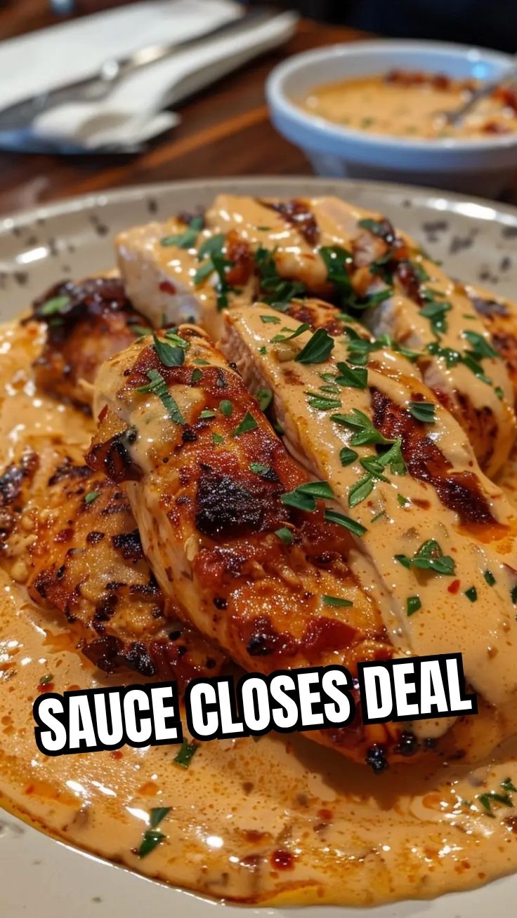 Creamy Marry Me Chicken in a skillet with sun-dried tomatoes and Parmesan