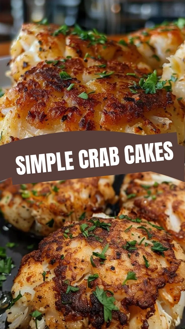 A plate showcasing several Maryland style crab cakes, perfectly golden-brown.
