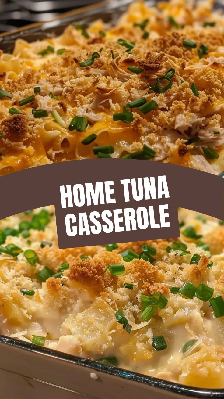 A bubbling dish of tuna casserole, fresh from the oven.