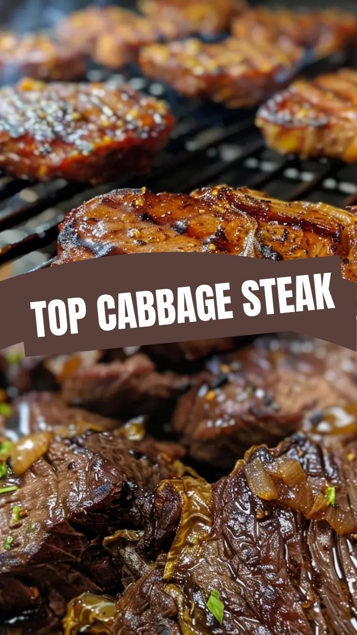 Golden roasted cabbage steak with crispy edges