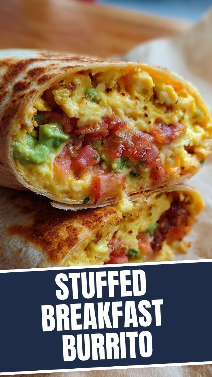 A freshly made breakfast burrito, generously filled and wrapped