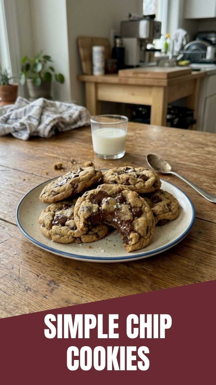 Freshly baked chocolate chip cookies cooling on a wire rack