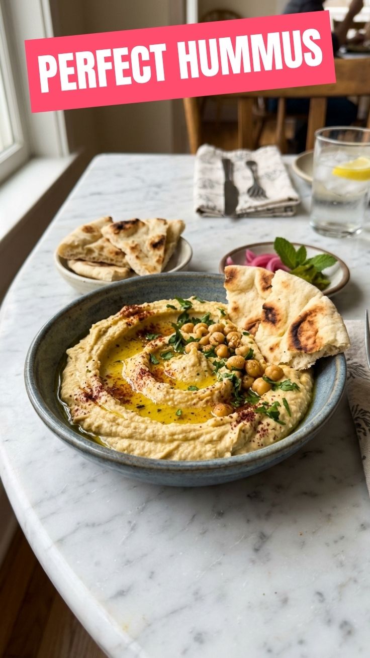 Creamy hummus dip drizzled with olive oil and sprinkled with paprika