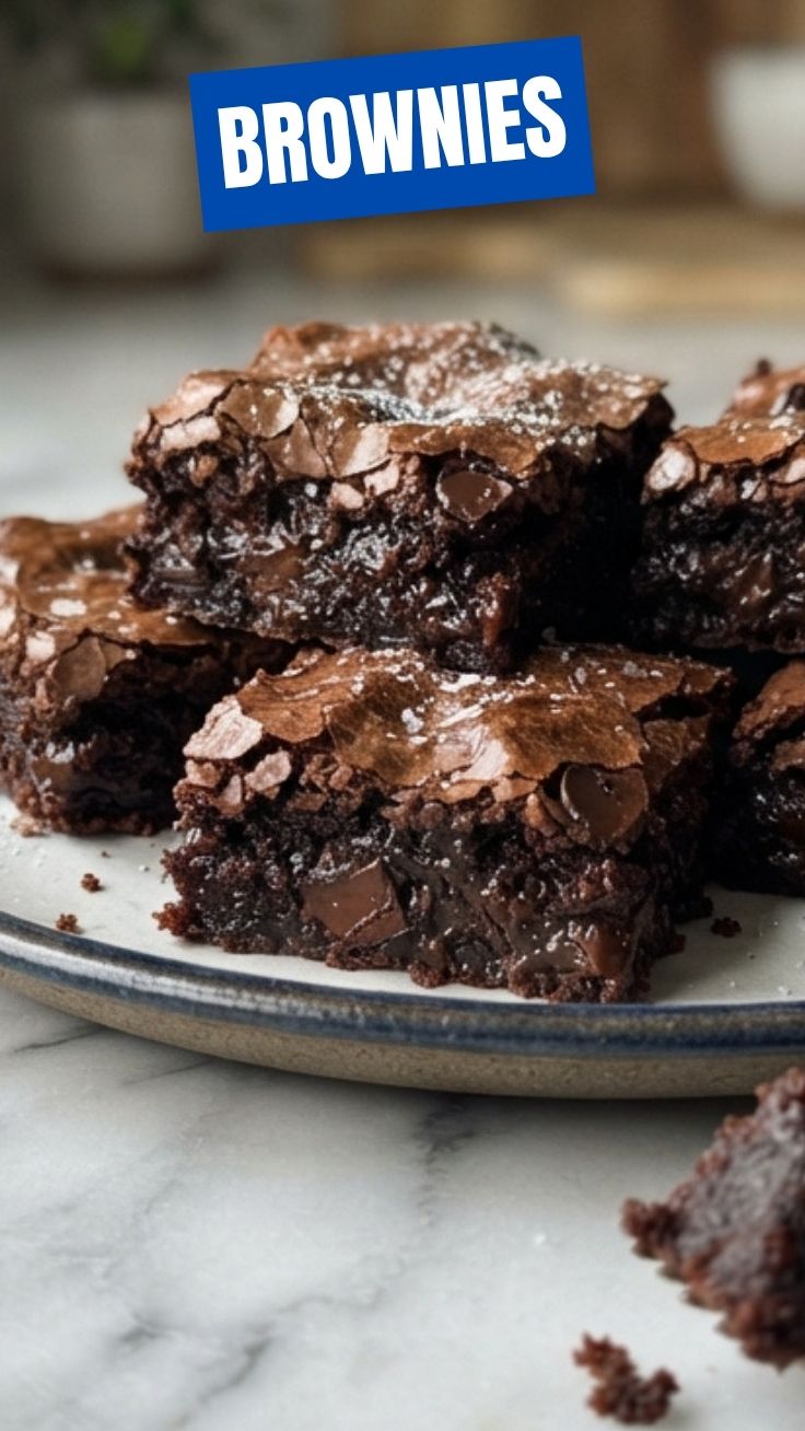 Delicious fudgy brownies with crackly top