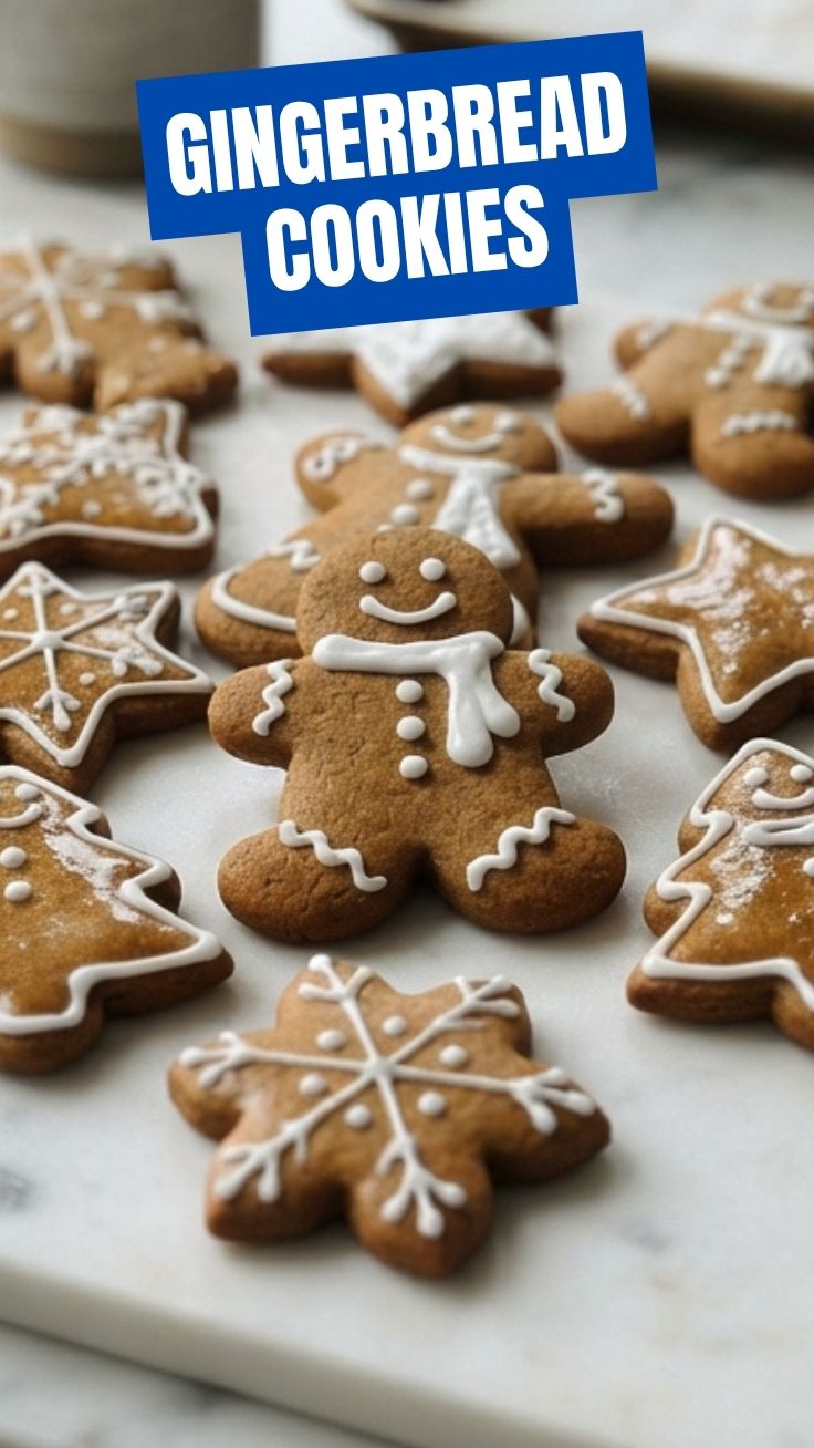 Gingerbread cookies cooling on a wire rack