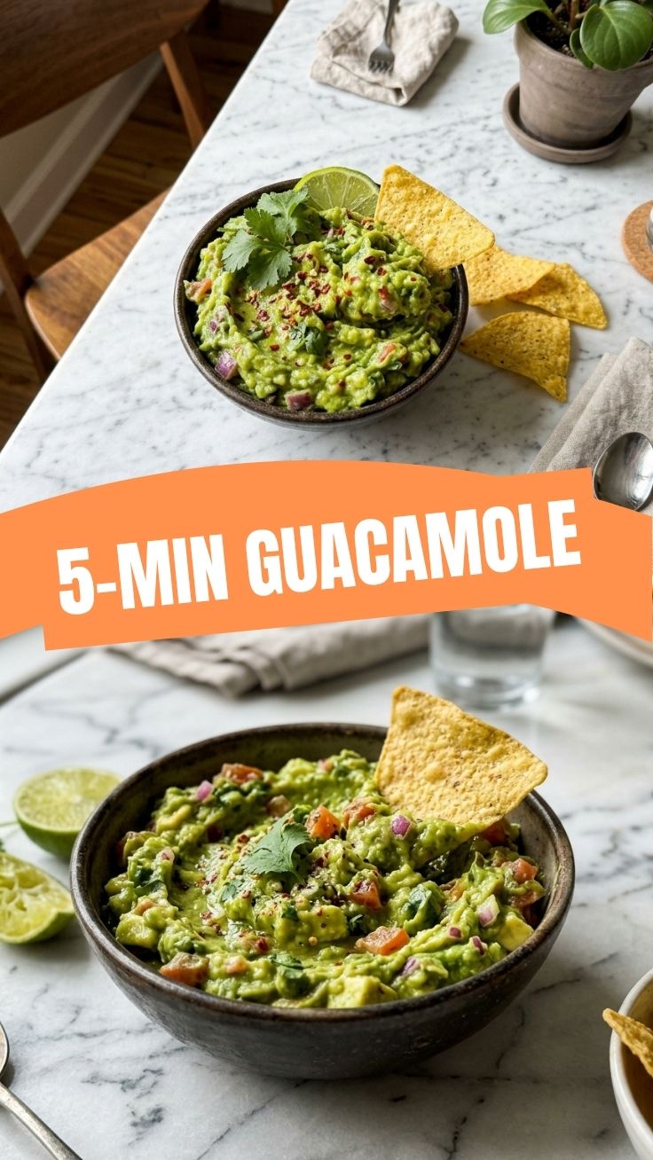 Fresh guacamole in a bowl with tortilla chips
