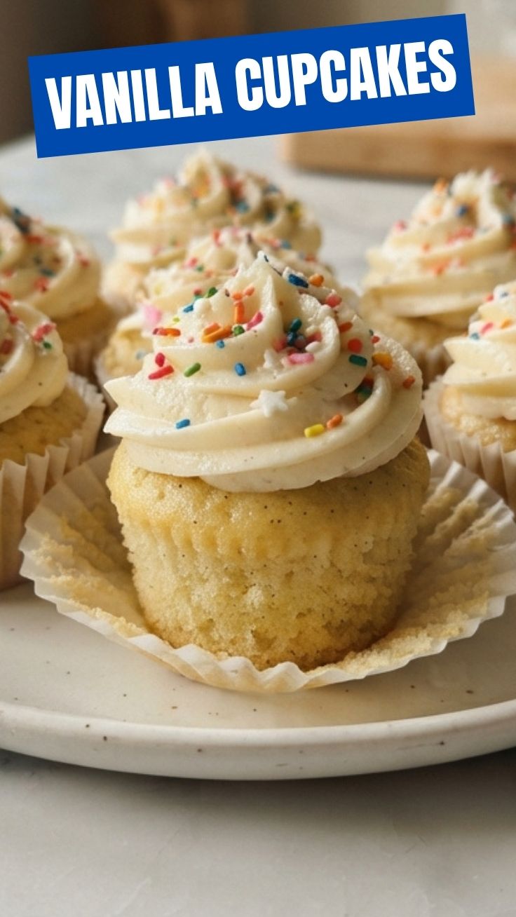 Vanilla Cupcakes with Vanilla Frosting