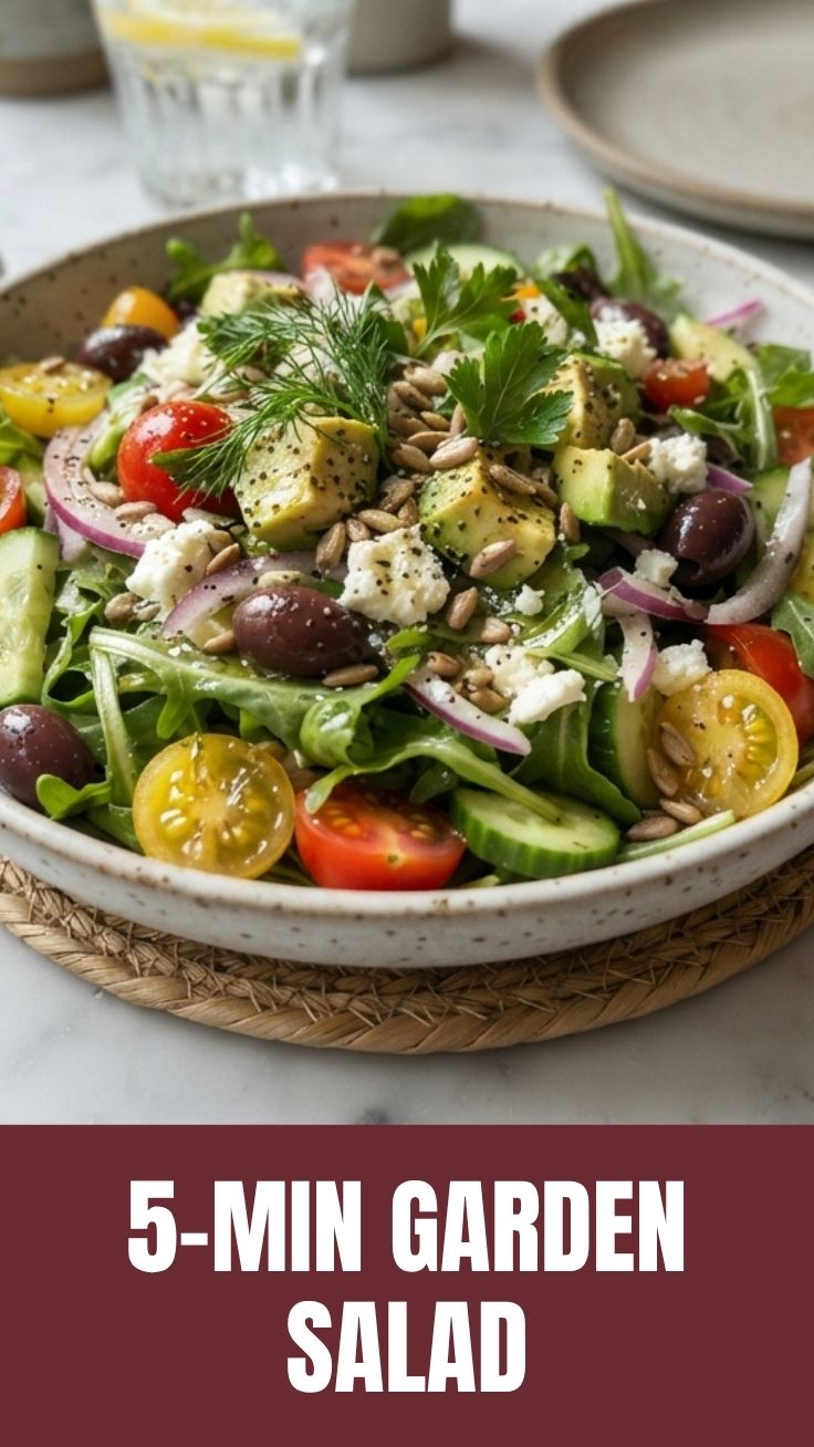 Fresh garden salad greens in a wooden bowl