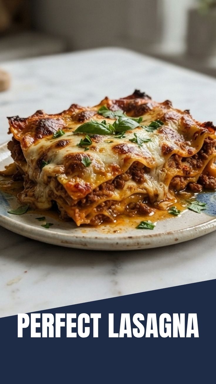 A freshly baked lasagna with bubbling cheese and rich tomato sauce